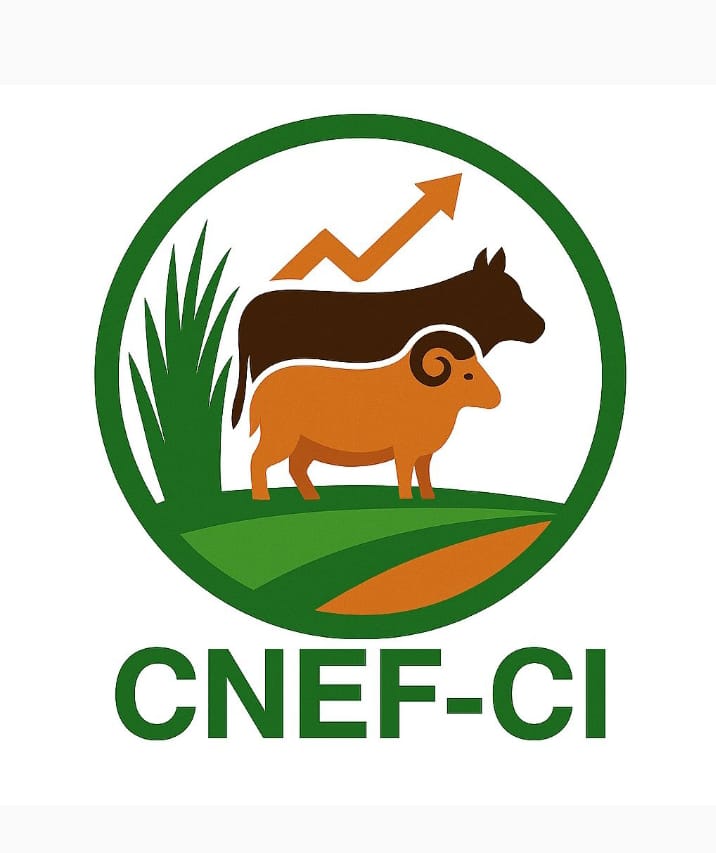 The image is a logo for CNEF-CI, featuring two animals and a green circle with an arrow.