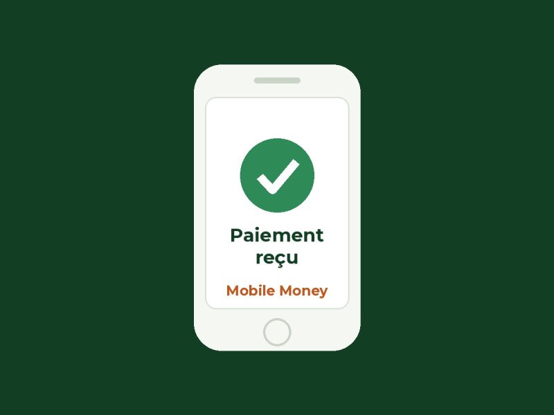 Paiement par Mobile Money confirmé sur téléphone